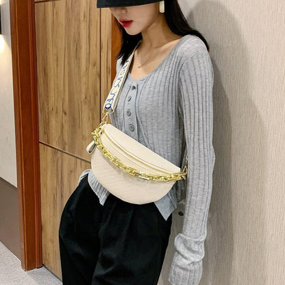 Thick Chain Plaid Chest CrossBody Bag