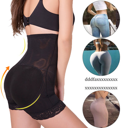 High Waist Lace Padded Butt Lifter Boyshort Shaper