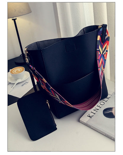 Colorful Strap Crossbody Tote Bag