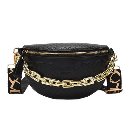 Thick Chain Plaid Chest CrossBody Bag