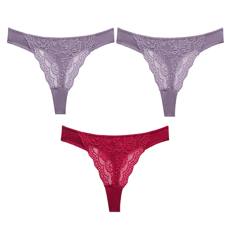 3PC/Set  Sexy Lace G String Hollow Out Thong