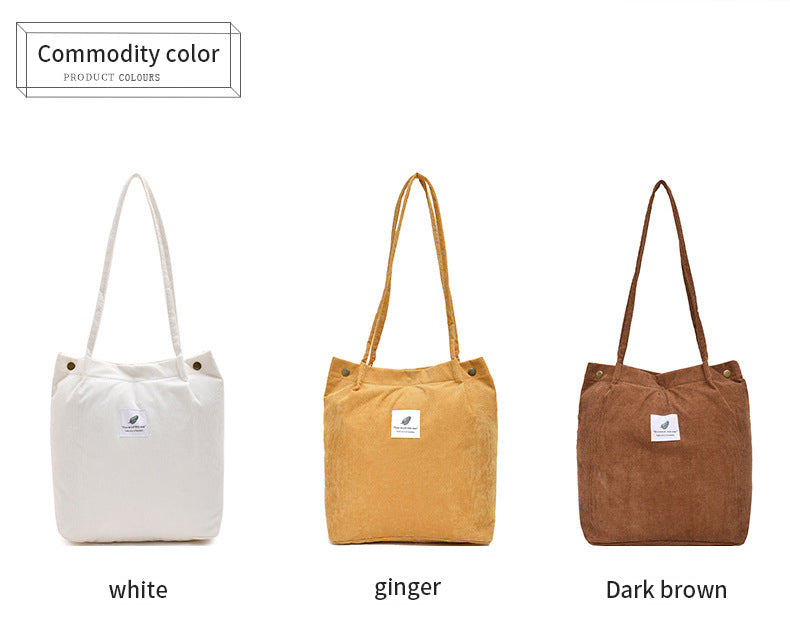 Corduroy Tote Shoulder Shopping Bags