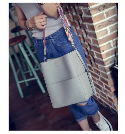 Colorful Strap Crossbody Tote Bag