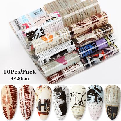 10Pcs/Bag Marble Nail Art Transfer Foil Sticker