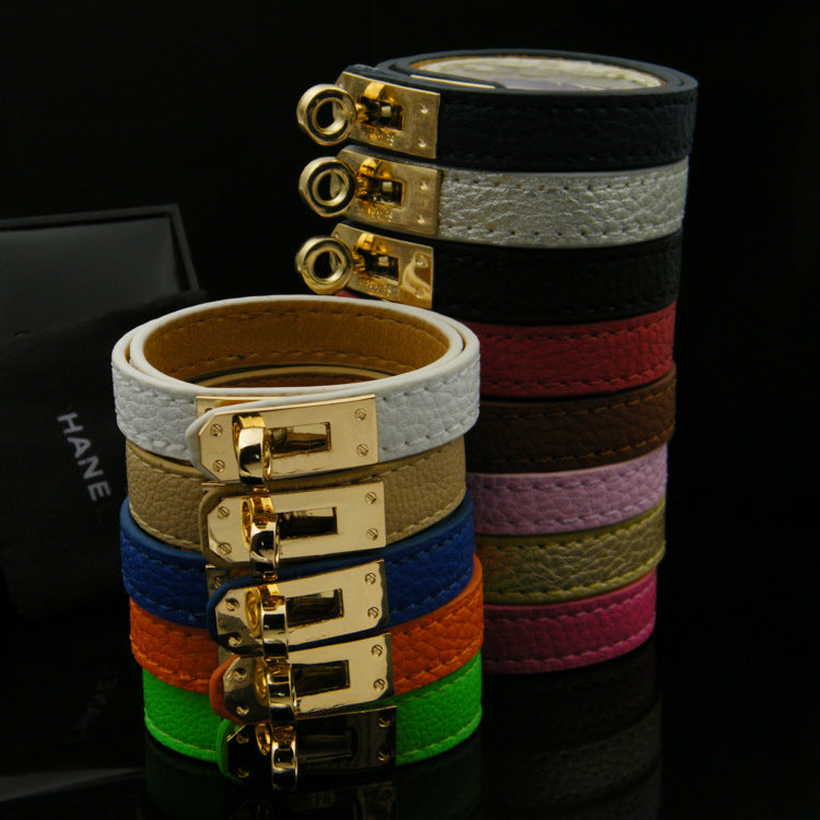 PU Leather Gold Color Bracelets