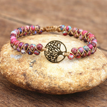 African Stone Beaded Boho Wrap Bracelet