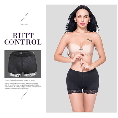 High Waist Lace Padded Butt Lifter Boyshort Shaper