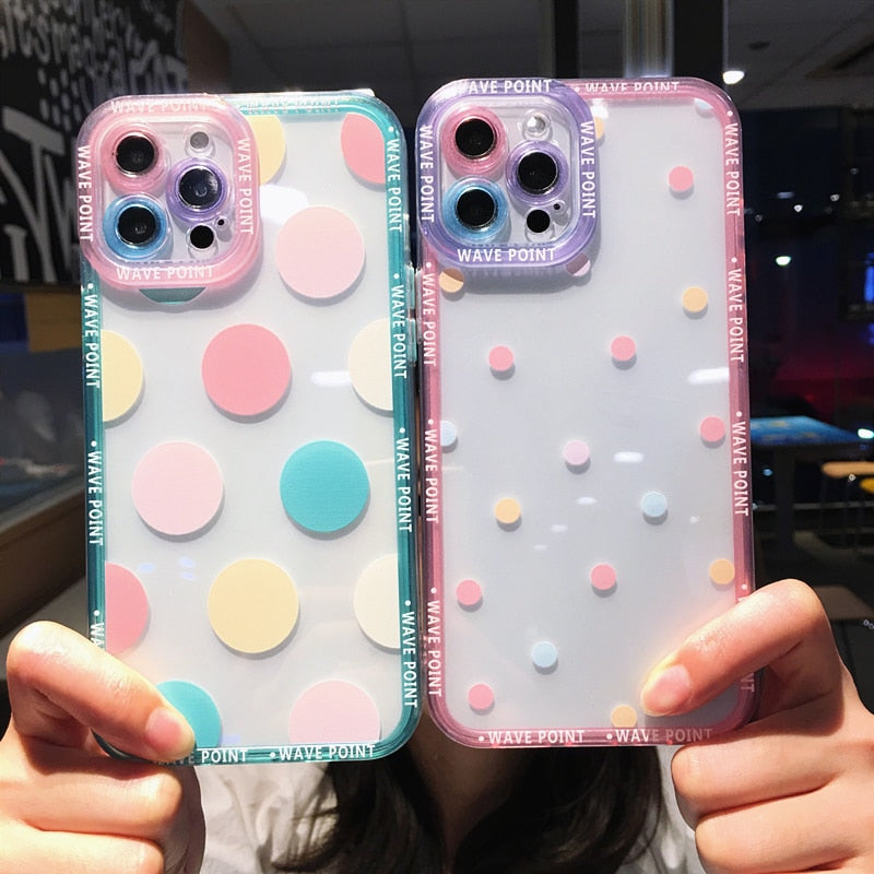 Dots & Hearts Clear iPhone Case 13 / 13Pro / 13 Pro Max