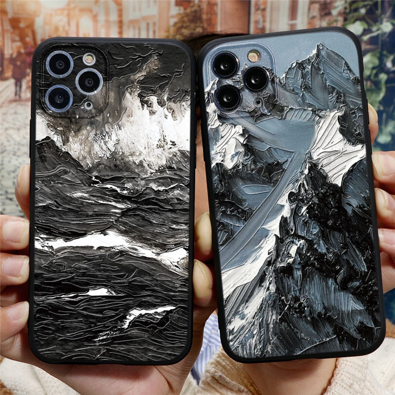 3D Emboss Mountain Silicon iPhone Case 13 / 13Pro / 13 Pro Max
