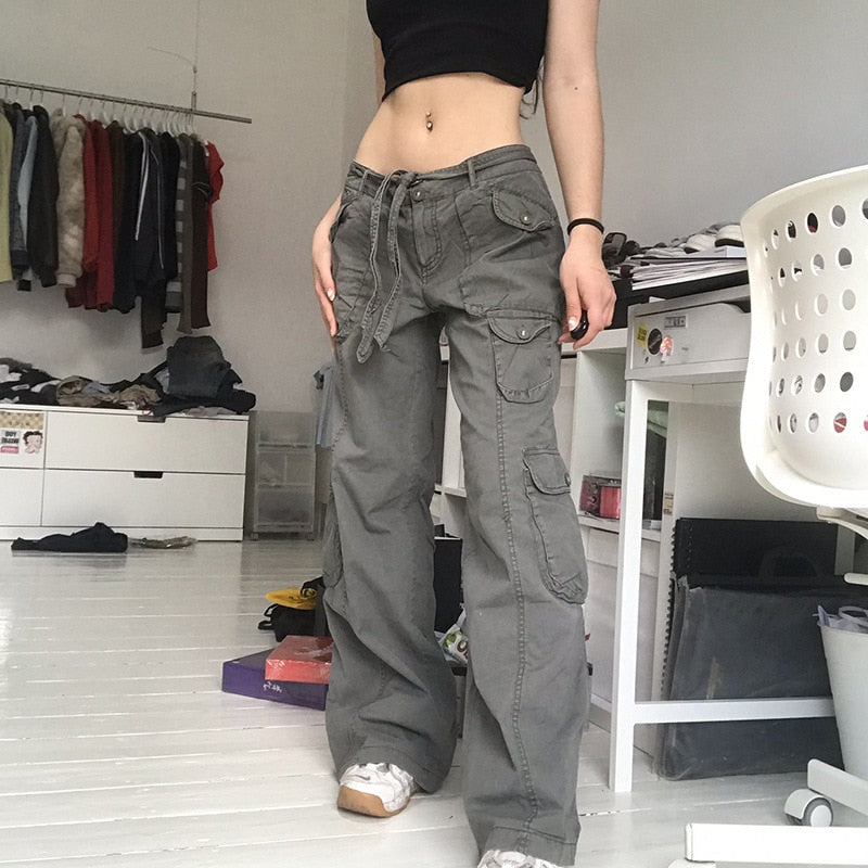 Retro Gray Overalls Jeans