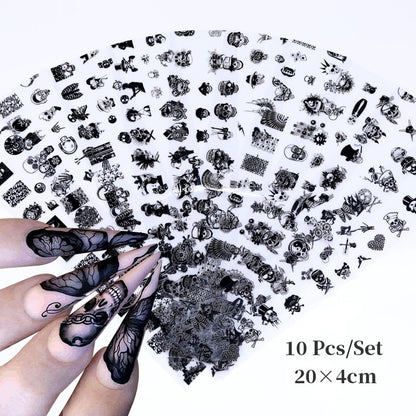 10Pcs/Bag Marble Nail Art Transfer Foil Sticker