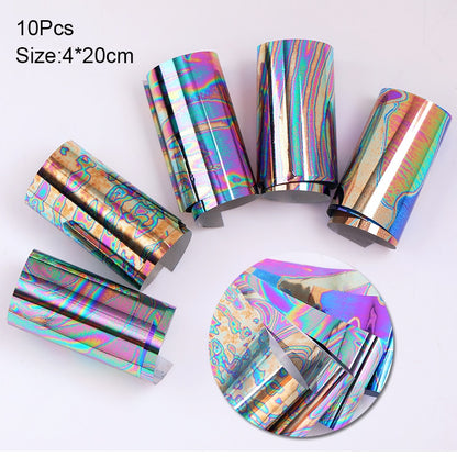 10Pcs/Bag Marble Nail Art Transfer Foil Sticker