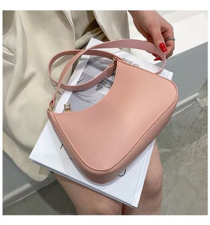 Retro Solid Color PU Leather Shoulder Bag