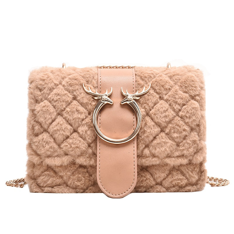 Soft Plush Fur Crossbody Handbag