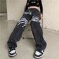 Harajuku Skull White Bone Fashion Jeans