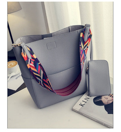 Colorful Strap Crossbody Tote Bag