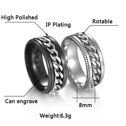 Spinner Chain Punk Ring