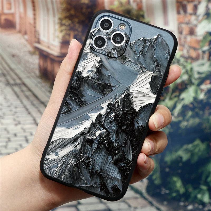 3D Emboss Mountain Silicon iPhone Case 13 / 13Pro / 13 Pro Max