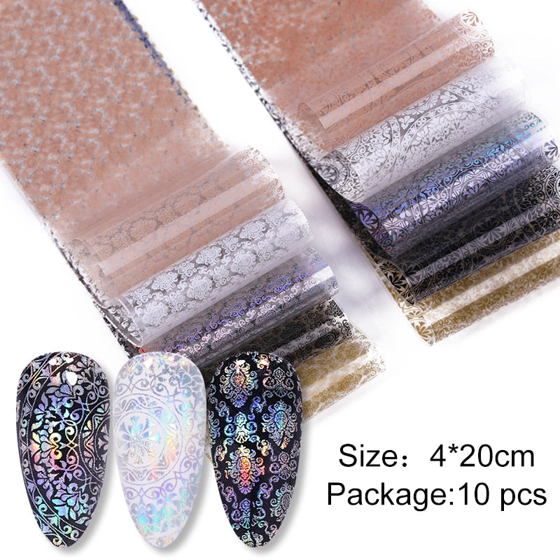 10Pcs/Bag Marble Nail Art Transfer Foil Sticker