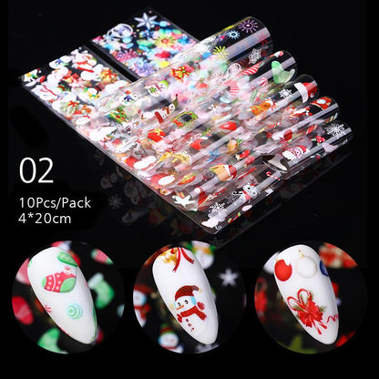 10Pcs/Bag Marble Nail Art Transfer Foil Sticker