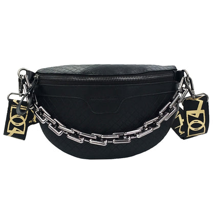 Thick Chain Plaid Chest CrossBody Bag