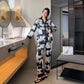Luxury Style Painting Print Pajamas Set Sleepwear