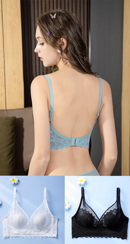 Floret Open Backless Back Transparent Bra