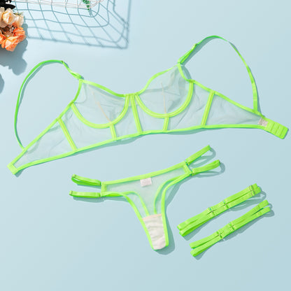 Neon Green Fetish Transparent Lingerie Set