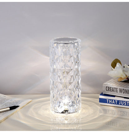 Crystal Touch Table Lamp Rechargeable With 16 RGB Colors &  Dimmable Night Light With Remote Control