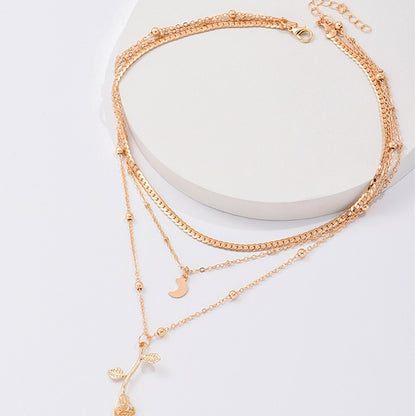 Bohemia Multilayer Moon Gold Pendant Necklaces