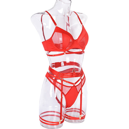 Patchwork See Through Mesh Lingerie Set