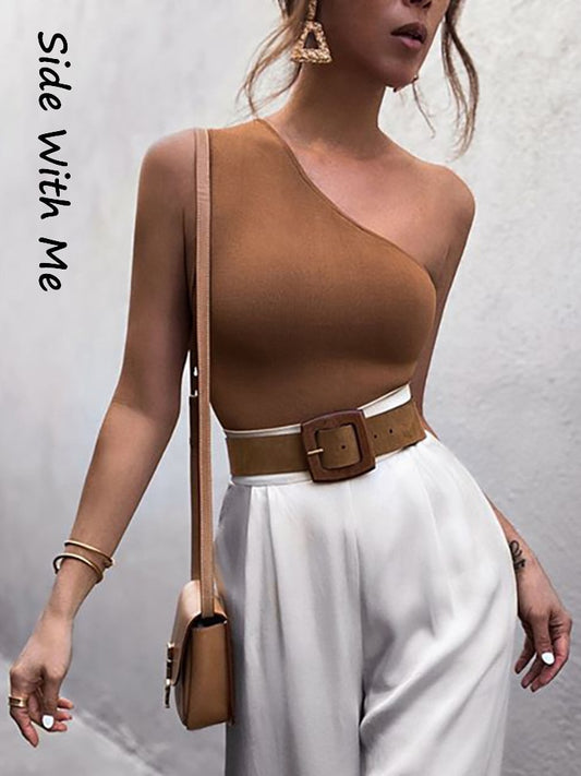 One Shoulder Sexy Cropped Tube Top