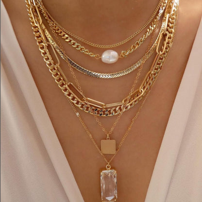 Bohemia Multilayer Moon Gold Pendant Necklaces