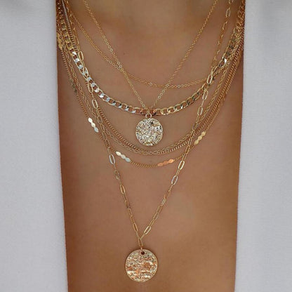 Bohemia Multilayer Moon Gold Pendant Necklaces