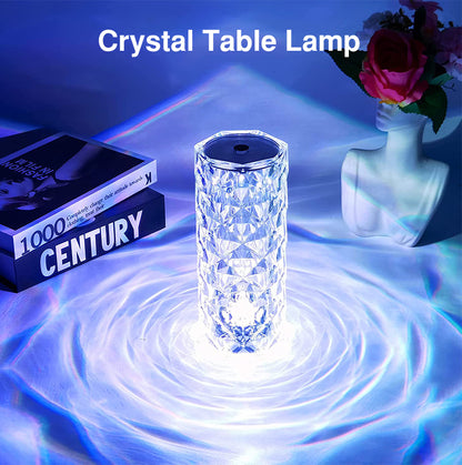 Crystal Touch Table Lamp Rechargeable With 16 RGB Colors &  Dimmable Night Light With Remote Control