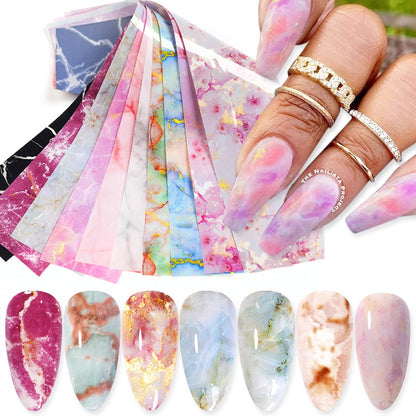 10Pcs/Bag Marble Nail Art Transfer Foil Sticker