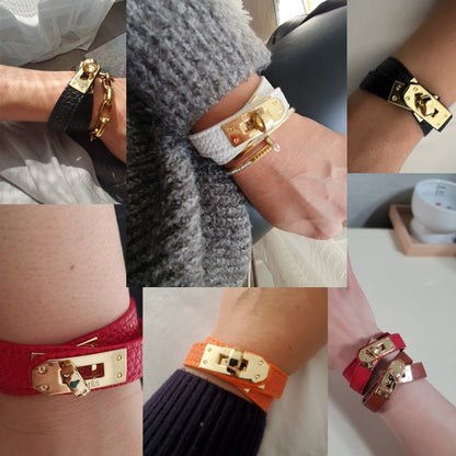 PU Leather Gold Color Bracelets