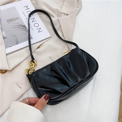 Retro Solid Color PU Leather Shoulder Bag