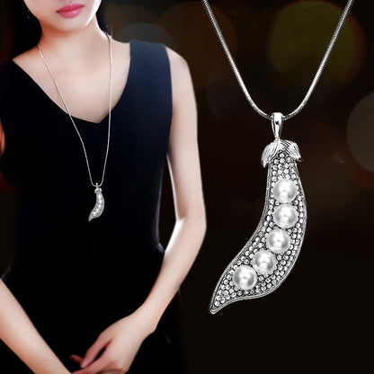 Simulated Pearl Crystal Leaf Necklaces