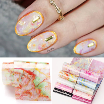 10Pcs/Bag Marble Nail Art Transfer Foil Sticker