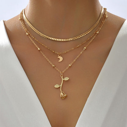 Bohemia Multilayer Moon Gold Pendant Necklaces