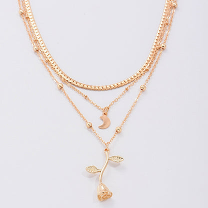 Bohemia Multilayer Moon Gold Pendant Necklaces