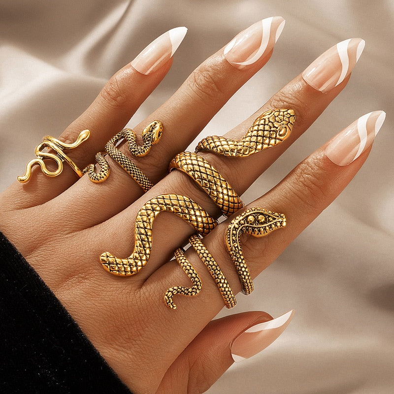 4pcs/set Vintage Snake Shape Rings