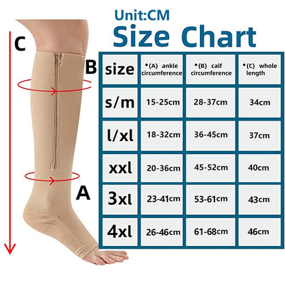 Medical Compression Zipper Leg Support Socks