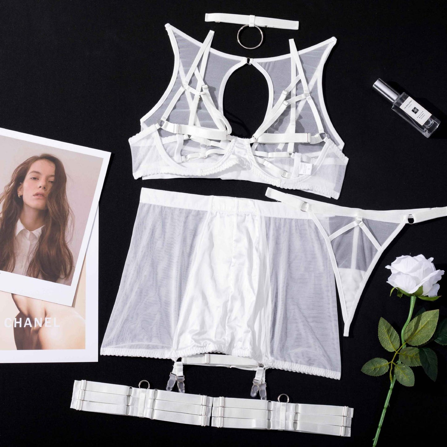 5-Pieces Fancy Sexy Transparent Bandage Outfit