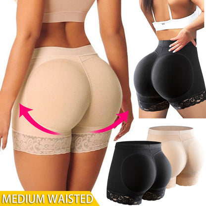 High Waist Lace Padded Butt Lifter Boyshort Shaper