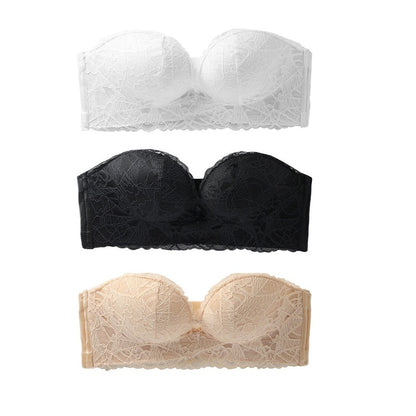 Sexy Strapless Embroidered Bra