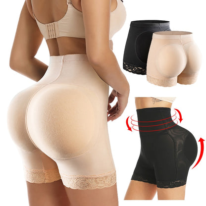 High Waist Lace Padded Butt Lifter Boyshort Shaper