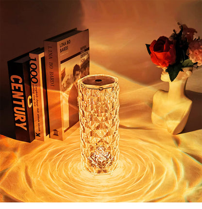 Crystal Touch Table Lamp Rechargeable With 16 RGB Colors &  Dimmable Night Light With Remote Control