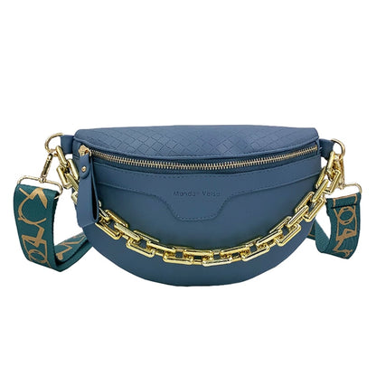 Thick Chain Plaid Chest CrossBody Bag